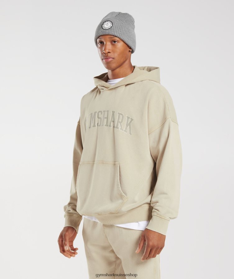 ch Gymshark Hommes sweat à capuche universitaire gris caillou/lavage à l\'acide 02FP6T805 vêtements