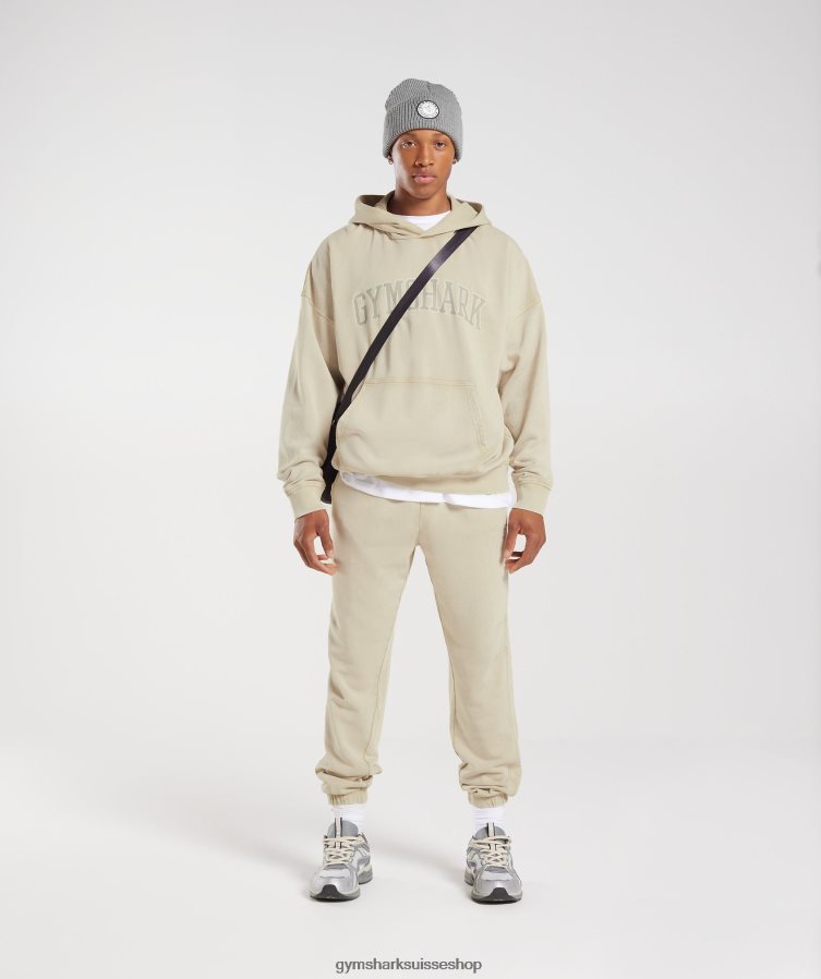 ch Gymshark Hommes sweat à capuche universitaire gris caillou/lavage à l\'acide 02FP6T805 vêtements