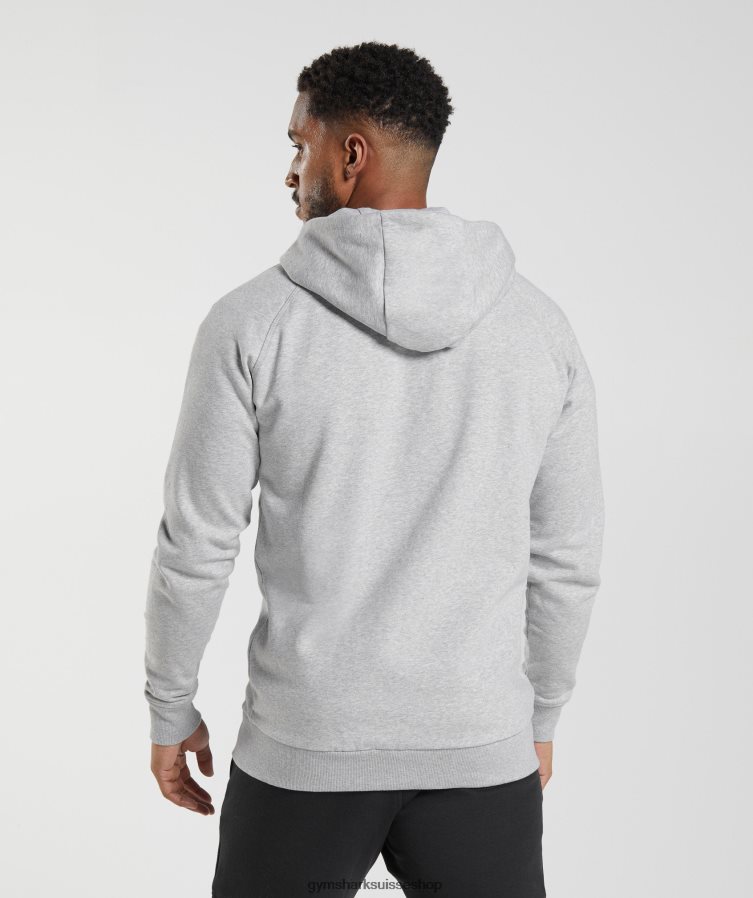 ch Gymshark Hommes sweat à capuche zippé gris clair chiné 02FP6T794 vêtements