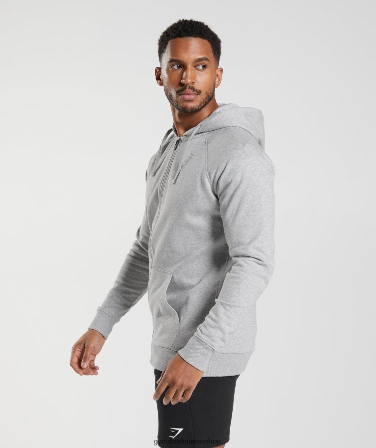 ch Gymshark Hommes sweat à capuche zippé gris clair chiné 02FP6T794 vêtements