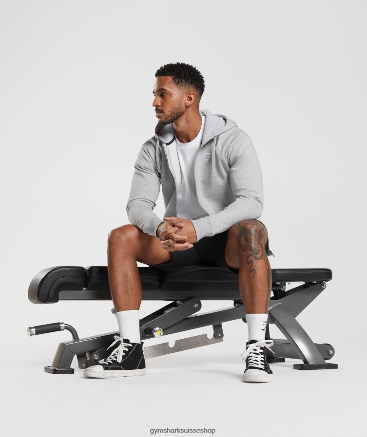 ch Gymshark Hommes sweat à capuche zippé gris clair chiné 02FP6T794 vêtements