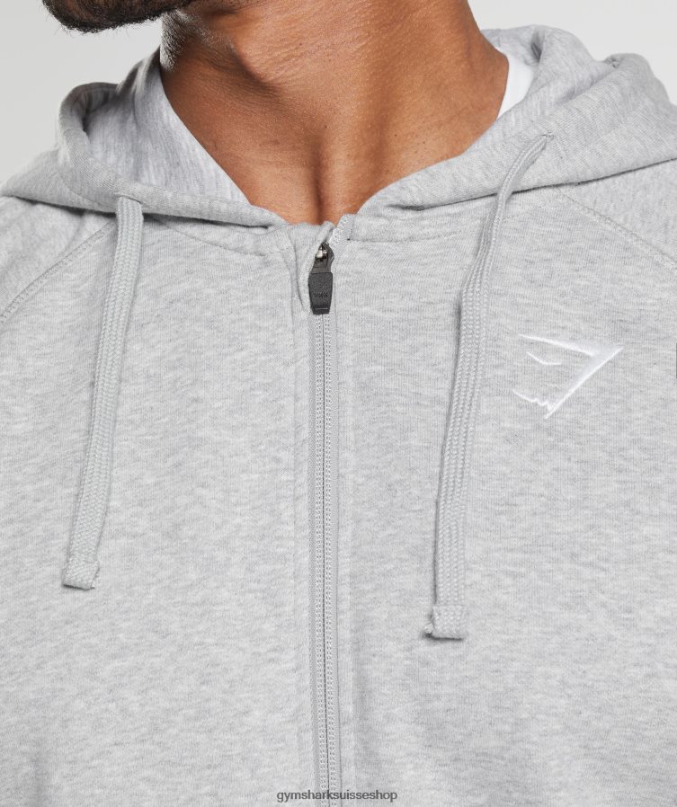 ch Gymshark Hommes sweat à capuche zippé gris clair chiné 02FP6T794 vêtements