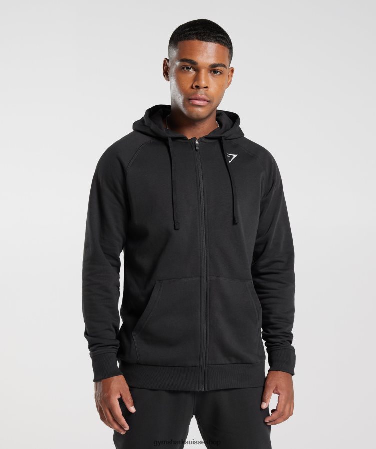 ch Gymshark Hommes sweat à capuche zippé noir 02FP6T786 vêtements