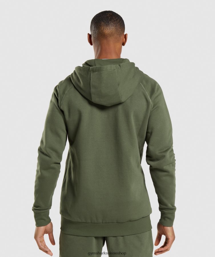 ch Gymshark Hommes sweat à capuche zippé noyau d\'olive 02FP6T821 vêtements