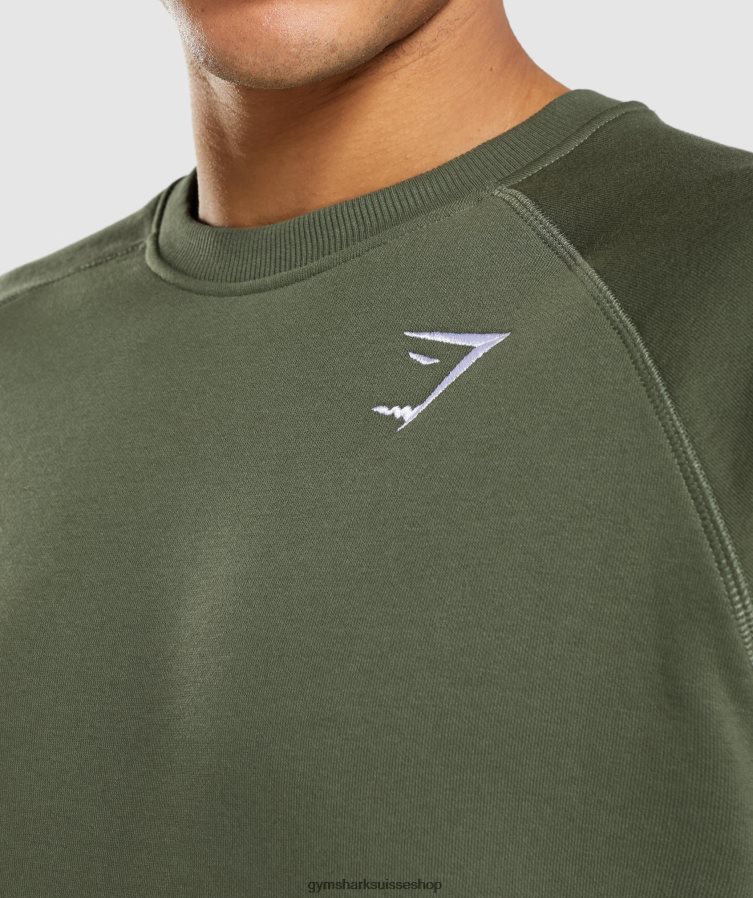 ch Gymshark Hommes sweat à écusson noyau d\'olive 02FP6T795 vêtements