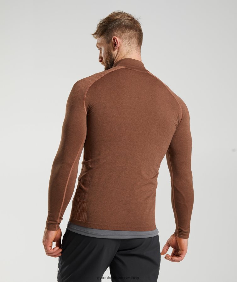 ch Gymshark Hommes vital 1/4 zip rouge kaki/marron truffe 02FP6T826 vêtements