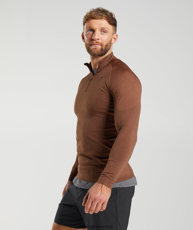 ch Gymshark Hommes vital 1/4 zip rouge kaki/marron truffe 02FP6T826 vêtements