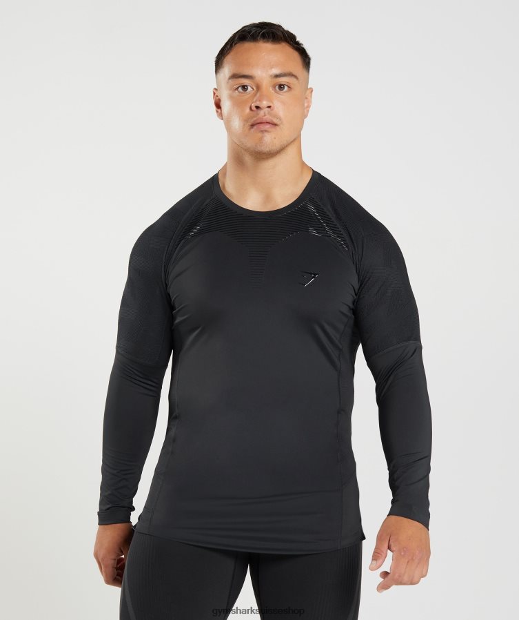 ch Gymshark Hommes 315 t-shirt à manches longues noir 02FP6T622 vêtements