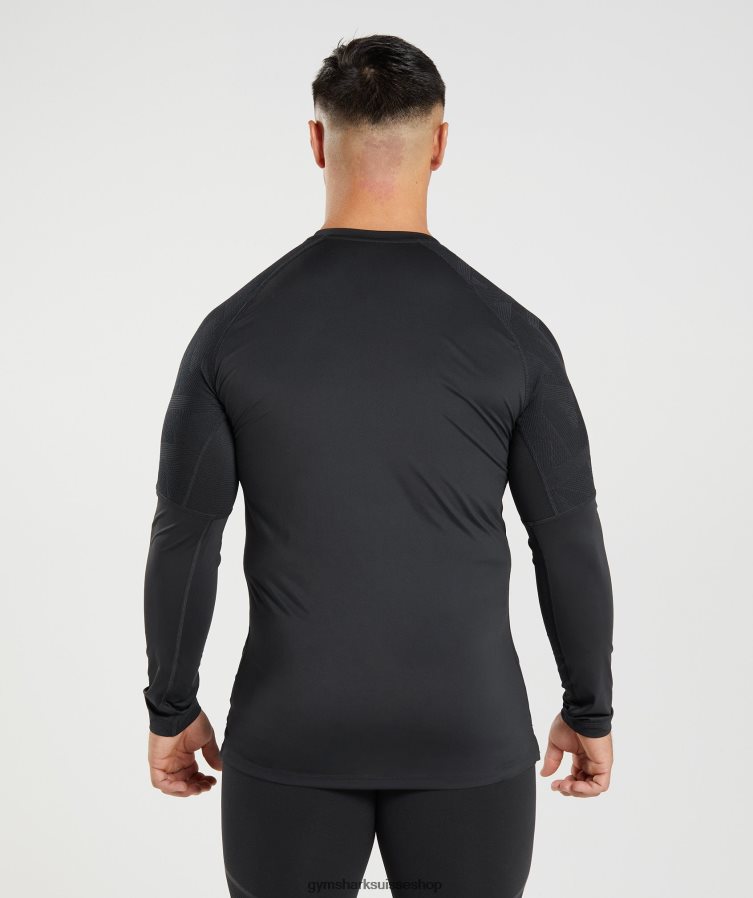 ch Gymshark Hommes 315 t-shirt à manches longues noir 02FP6T622 vêtements