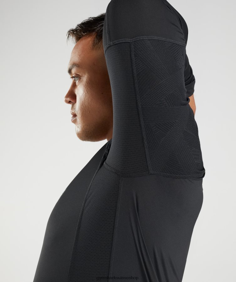 ch Gymshark Hommes 315 t-shirt à manches longues noir 02FP6T622 vêtements