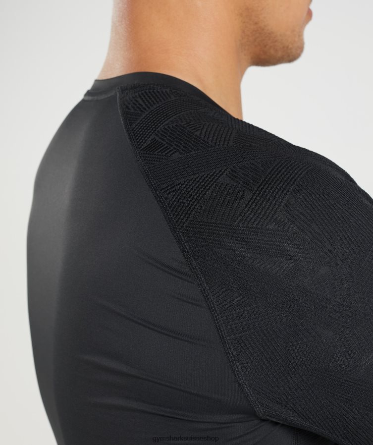 ch Gymshark Hommes 315 t-shirt à manches longues noir 02FP6T622 vêtements