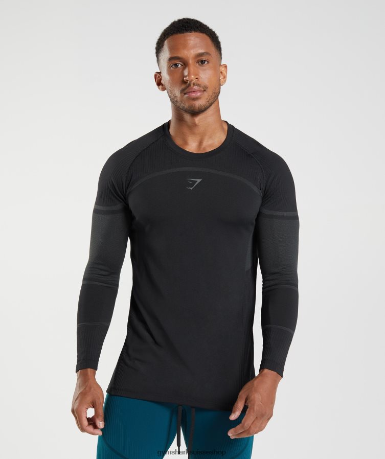 ch Gymshark Hommes 315 t-shirt à manches longues noir 02FP6T696 vêtements