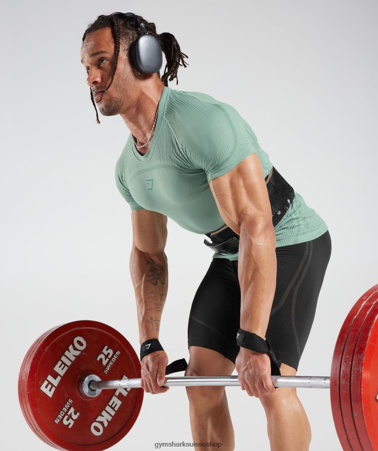 ch Gymshark Hommes 315 t-shirt sans couture sarcelle givrée/sarcelle d\'encre 02FP6T779 vêtements