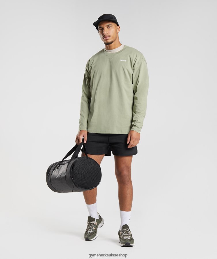 ch Gymshark Hommes T-shirt à manches longues de la journée de repos vert sauge 02FP6T760 vêtements