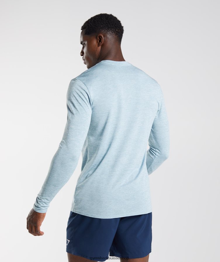 ch Gymshark Hommes arrivée t-shirt chiné à manches longues bleu iceberg/bleu glacé chiné 02FP6T730 vêtements