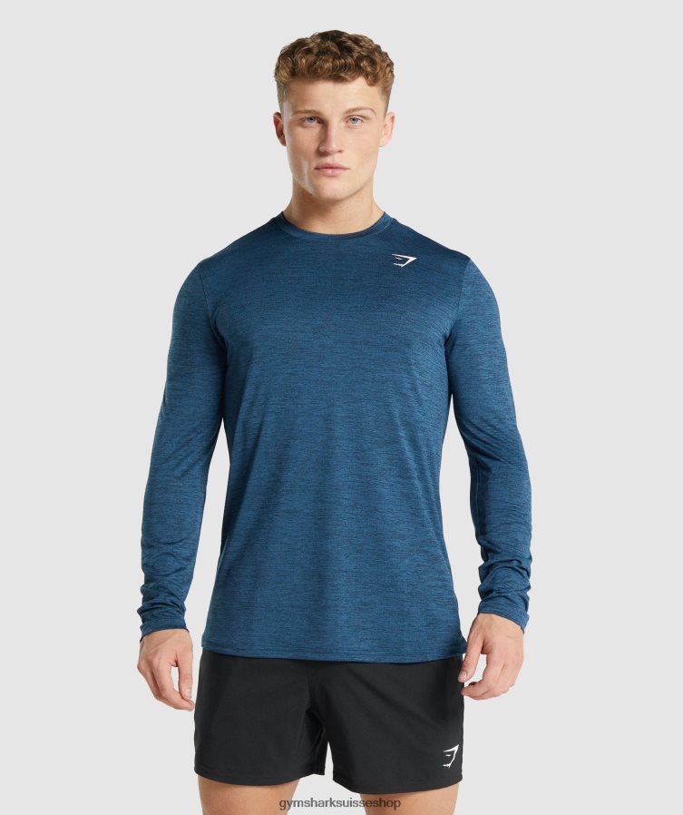 ch Gymshark Hommes arrivée t-shirt chiné à manches longues marine chiné 02FP6T755 vêtements