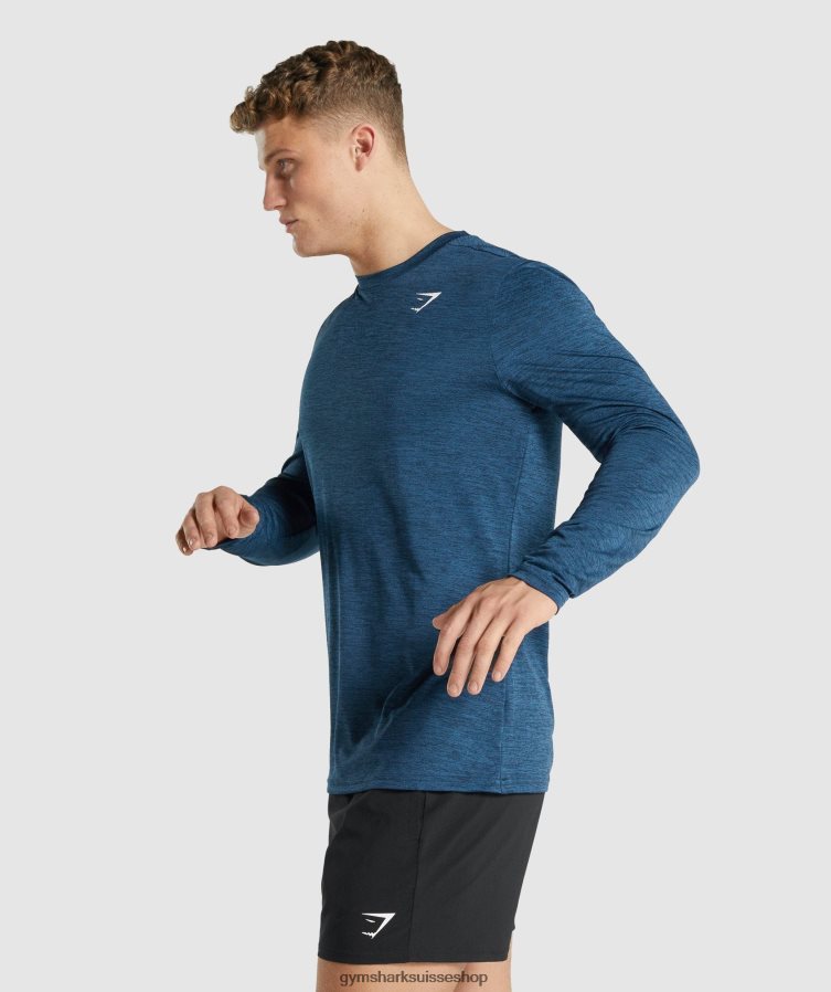 ch Gymshark Hommes arrivée t-shirt chiné à manches longues marine chiné 02FP6T755 vêtements
