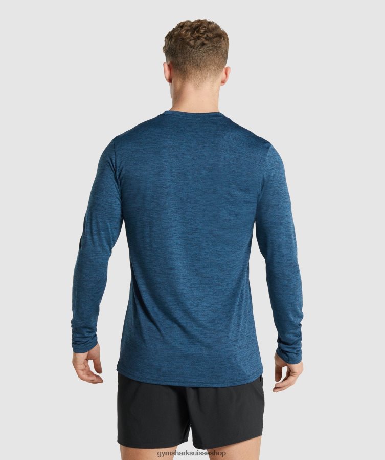 ch Gymshark Hommes arrivée t-shirt chiné à manches longues marine chiné 02FP6T755 vêtements