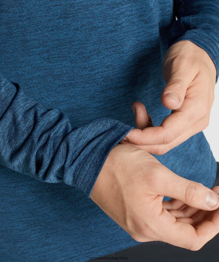 ch Gymshark Hommes arrivée t-shirt chiné à manches longues marine chiné 02FP6T755 vêtements