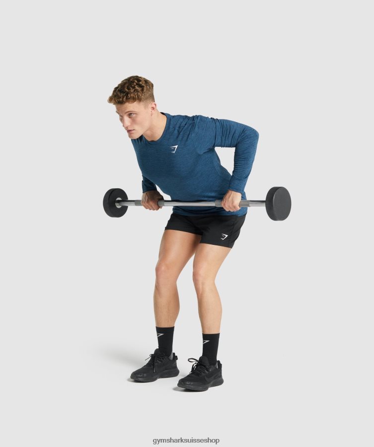 ch Gymshark Hommes arrivée t-shirt chiné à manches longues marine chiné 02FP6T755 vêtements