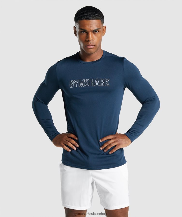 ch Gymshark Hommes arrivée t-shirt graphique à manches longues marine 02FP6T669 vêtements