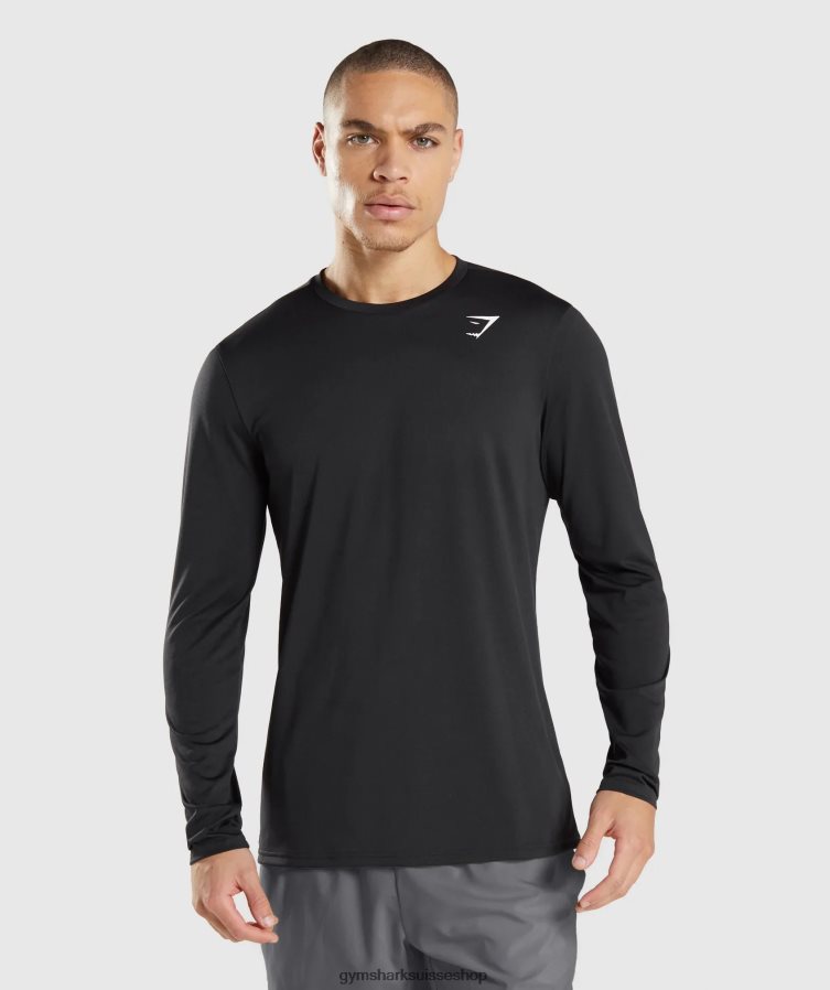 ch Gymshark Hommes arrivée t-shirt à manches longues noir 02FP6T619 vêtements