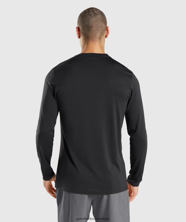 ch Gymshark Hommes arrivée t-shirt à manches longues noir 02FP6T619 vêtements