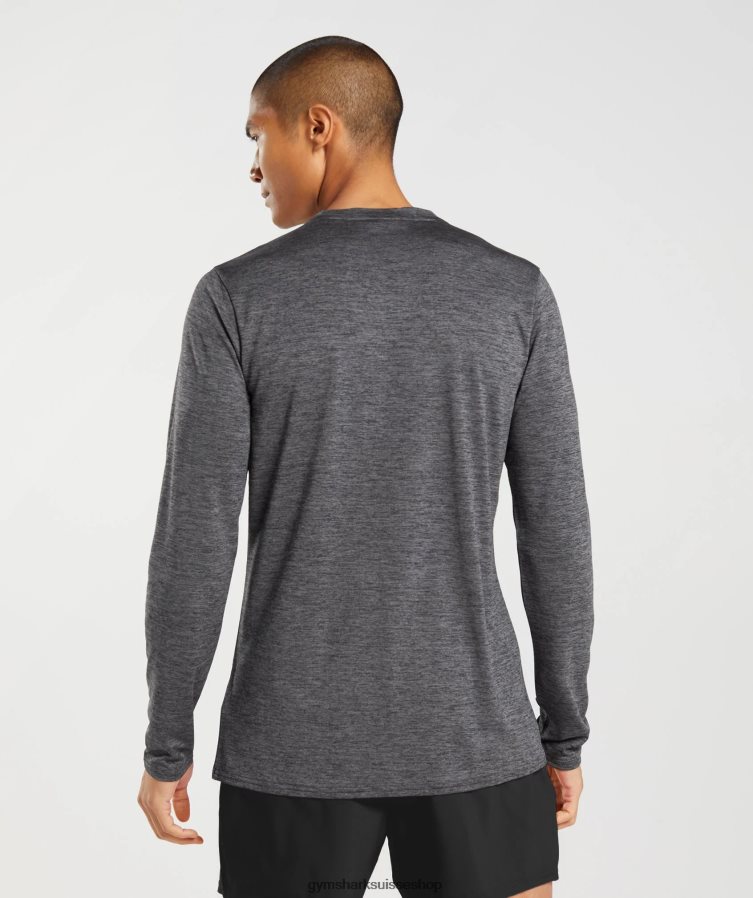 ch Gymshark Hommes arrivée t-shirt à manches longues noir/gris silhouette chiné 02FP6T601 vêtements