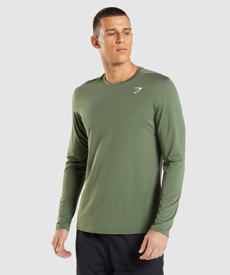 ch Gymshark Hommes arrivée t-shirt à manches longues noyau d'olive 02FP6T637 vêtements
