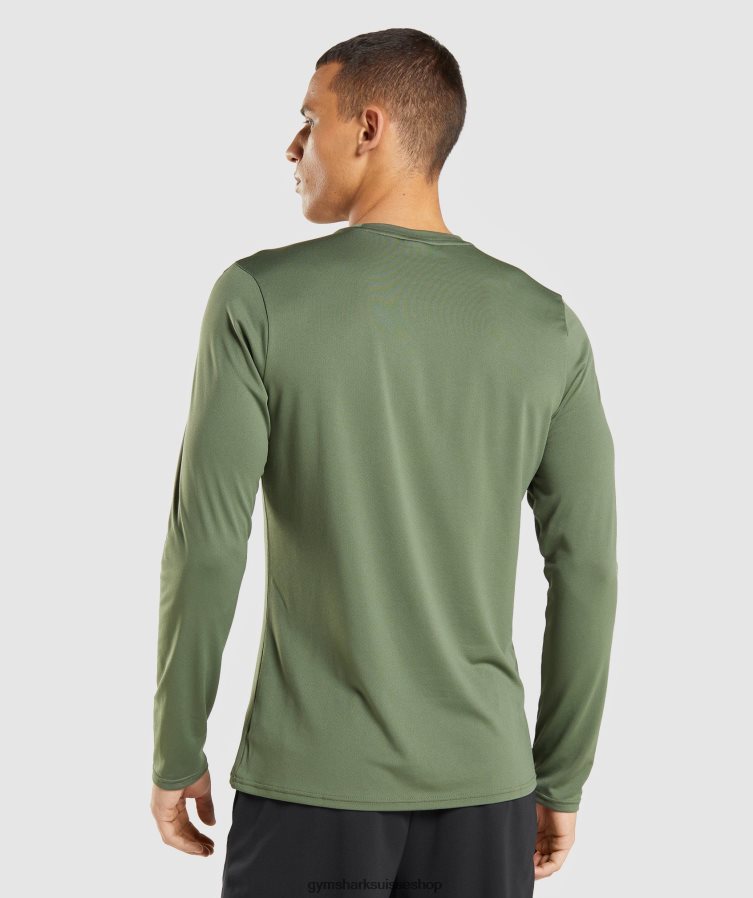 ch Gymshark Hommes arrivée t-shirt à manches longues noyau d\'olive 02FP6T637 vêtements