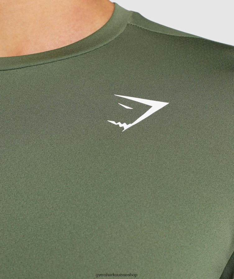 ch Gymshark Hommes arrivée t-shirt à manches longues noyau d\'olive 02FP6T637 vêtements