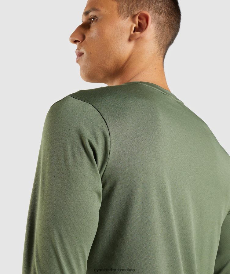 ch Gymshark Hommes arrivée t-shirt à manches longues noyau d\'olive 02FP6T637 vêtements