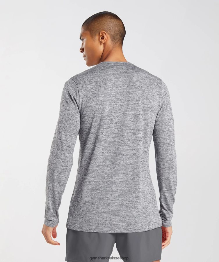 ch Gymshark Hommes arrivée t-shirt à manches longues silhouette gris/gris clair chiné 02FP6T605 vêtements
