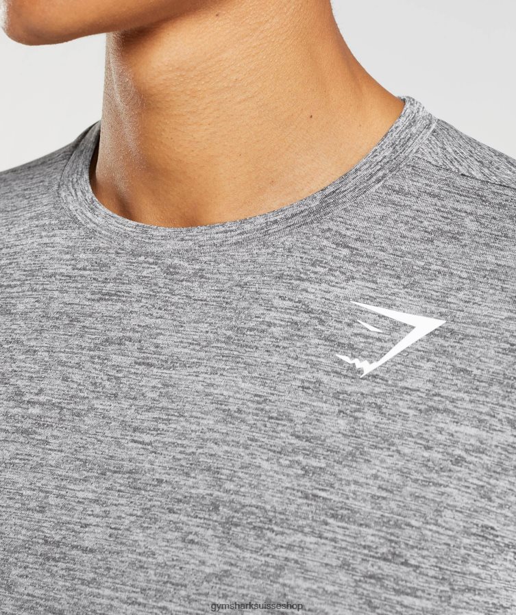 ch Gymshark Hommes arrivée t-shirt à manches longues silhouette gris/gris clair chiné 02FP6T605 vêtements