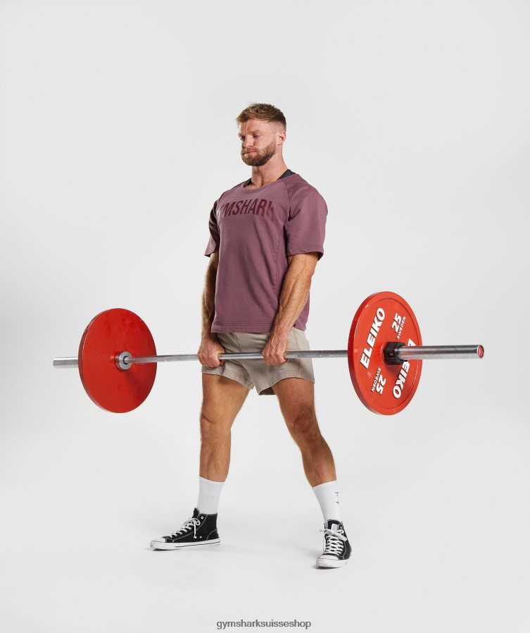 ch Gymshark Hommes haut de chiffon lavé à l\'eau brun cerise 02FP6T617 vêtements