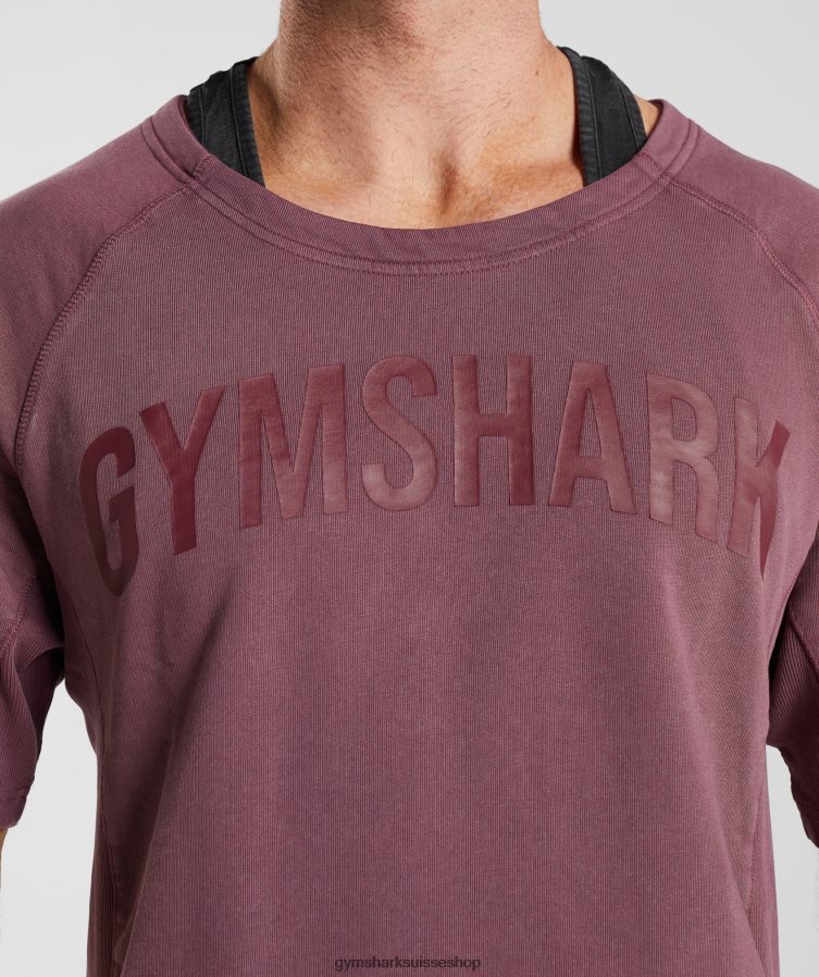 ch Gymshark Hommes haut de chiffon lavé à l\'eau brun cerise 02FP6T617 vêtements