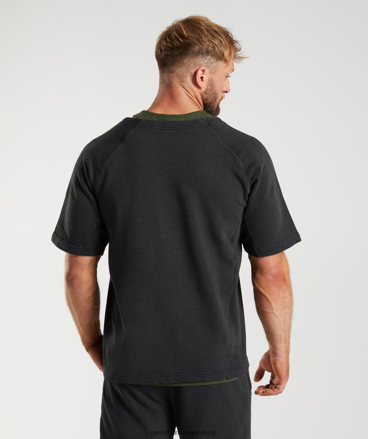 ch Gymshark Hommes haut de chiffon lavé à l\'eau noir 02FP6T659 vêtements
