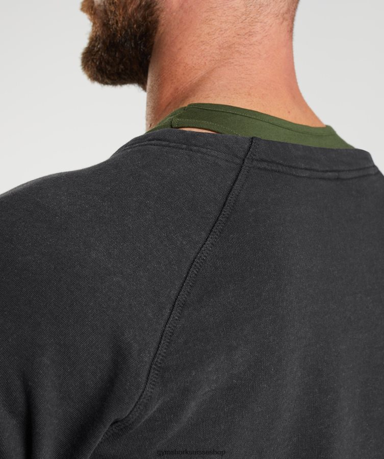 ch Gymshark Hommes haut de chiffon lavé à l\'eau noir 02FP6T659 vêtements