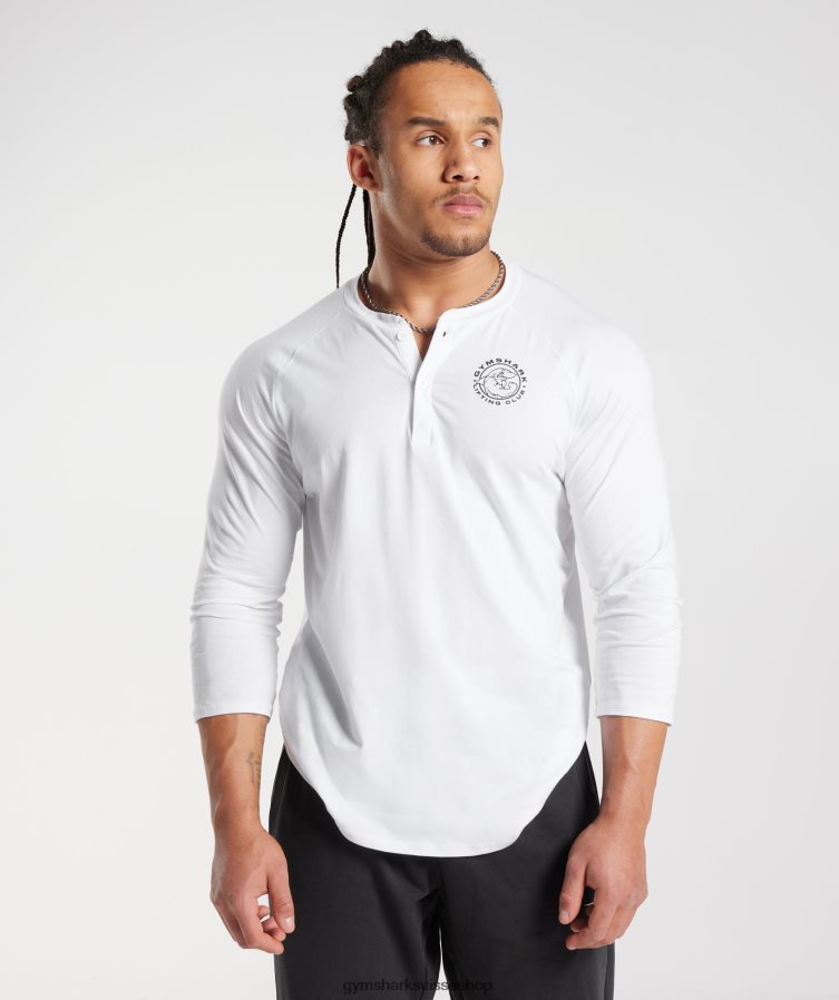 ch Gymshark Hommes haut henley hérité blanc 02FP6T655 vêtements