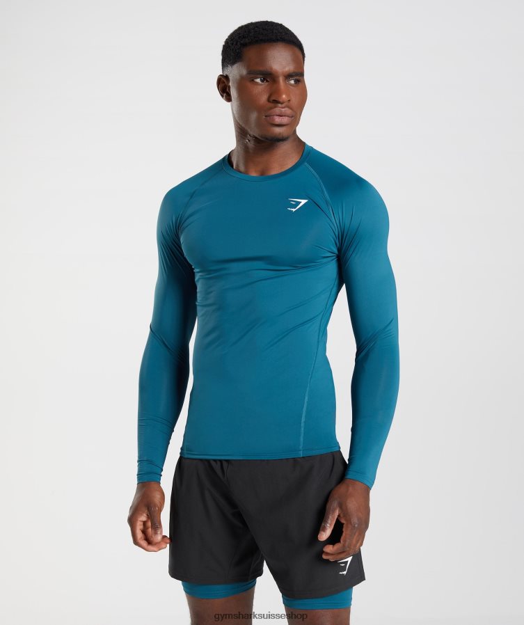 ch Gymshark Hommes haut à manches longues element bleu atlantique 02FP6T739 vêtements