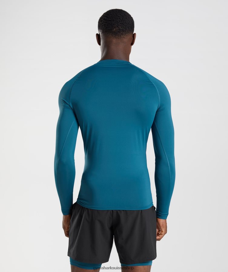 ch Gymshark Hommes haut à manches longues element bleu atlantique 02FP6T739 vêtements