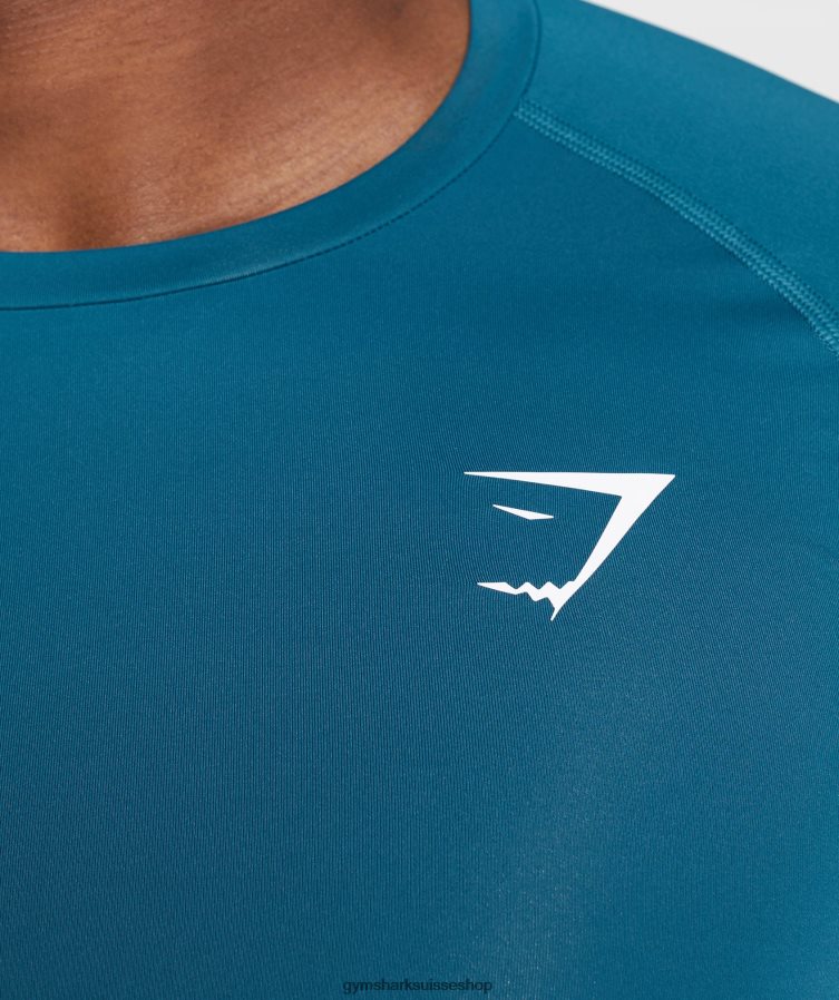 ch Gymshark Hommes haut à manches longues element bleu atlantique 02FP6T739 vêtements