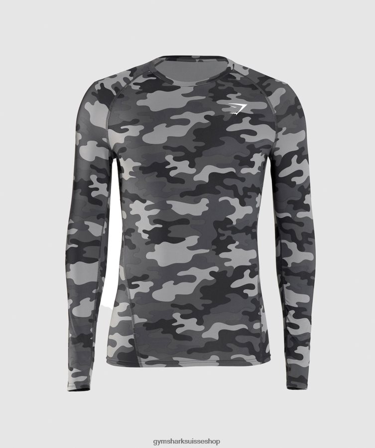 ch Gymshark Hommes haut à manches longues element imprimé gris 02FP6T690 vêtements
