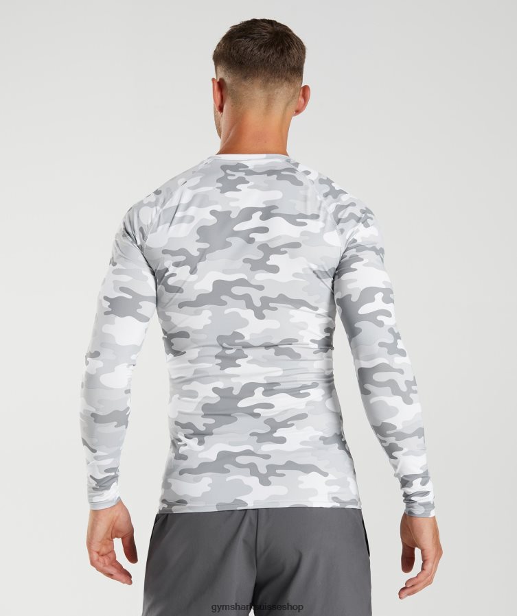 ch Gymshark Hommes haut à manches longues element imprimé gris clair 02FP6T624 vêtements