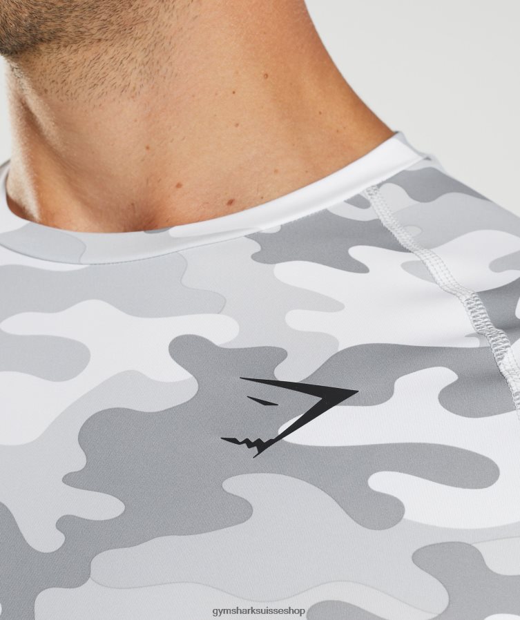 ch Gymshark Hommes haut à manches longues element imprimé gris clair 02FP6T624 vêtements