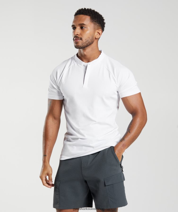 ch Gymshark Hommes polo de jour de repos blanc 02FP6T590 vêtements