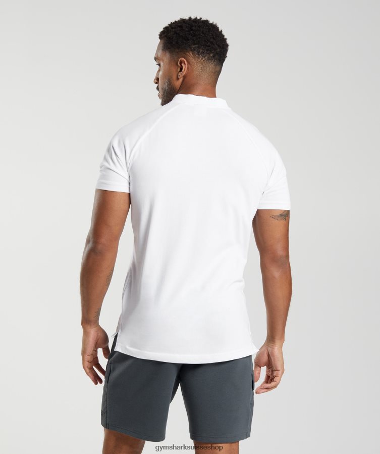 ch Gymshark Hommes polo de jour de repos blanc 02FP6T590 vêtements