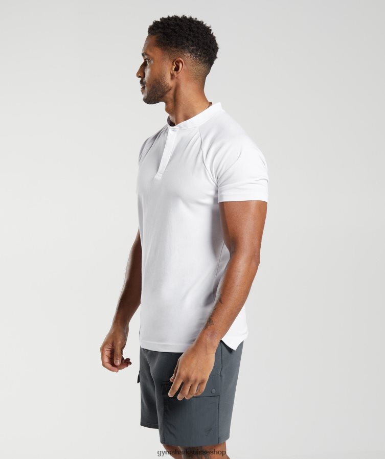 ch Gymshark Hommes polo de jour de repos blanc 02FP6T590 vêtements