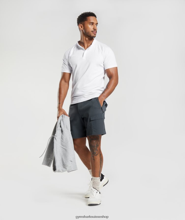 ch Gymshark Hommes polo de jour de repos blanc 02FP6T590 vêtements