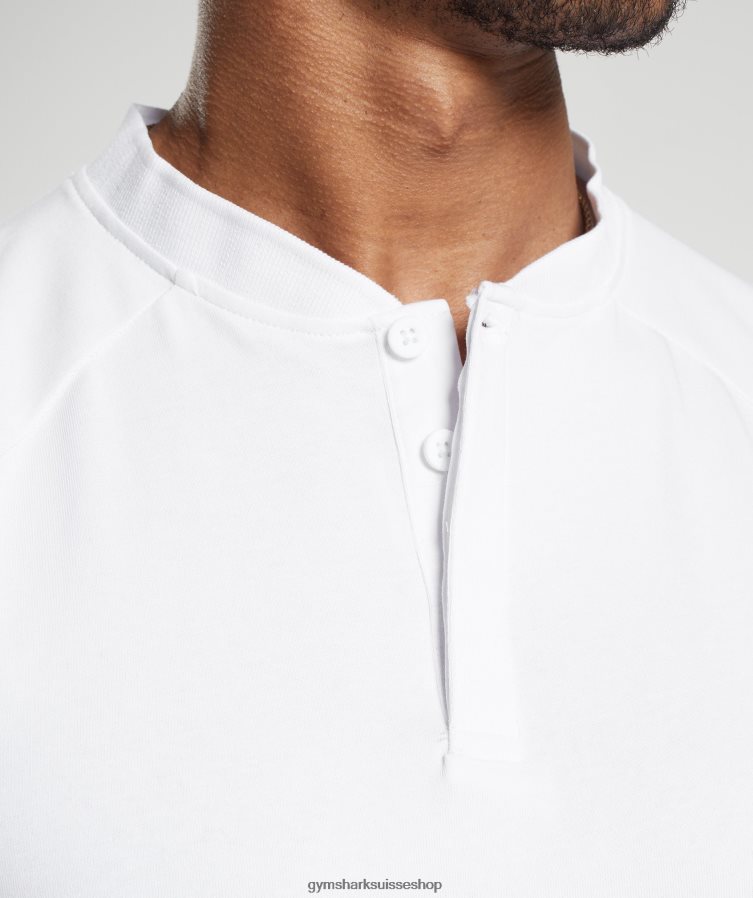 ch Gymshark Hommes polo de jour de repos blanc 02FP6T590 vêtements